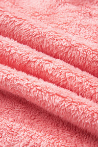 Pink Varsity Stripe Trimmed Oversized Fuzzy Plush Vest
