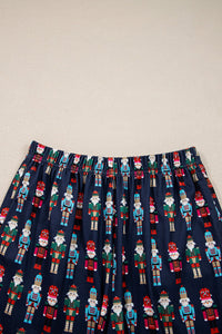 White Mama Claus Plaid Letter Tee and Nutcracker Shorts 2-pc Lounge Set