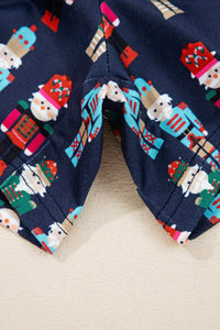 White Mama Claus Plaid Letter Tee and Nutcracker Shorts 2-pc Lounge Set