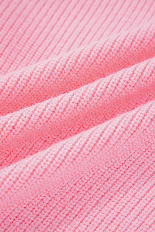 Pink Merry Candy Cane Crew Neck Knit Sweater