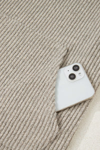 Taupe Drop Shoulder 1/4 Button Down Kangaroo Pocket Knit Top