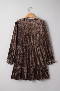 Plus Size Velvet Babydoll Mini Dress with Pockets