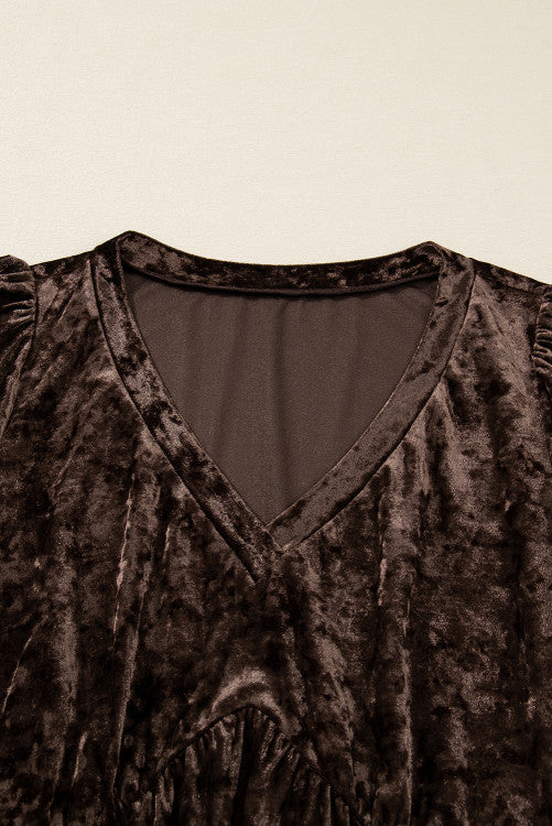 Plus Size Velvet Babydoll Mini Dress with Pockets