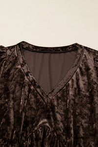 Plus Size Velvet Babydoll Mini Dress with Pockets