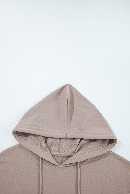 Taupe and Blue Houndstooth Colorblock Hoodie