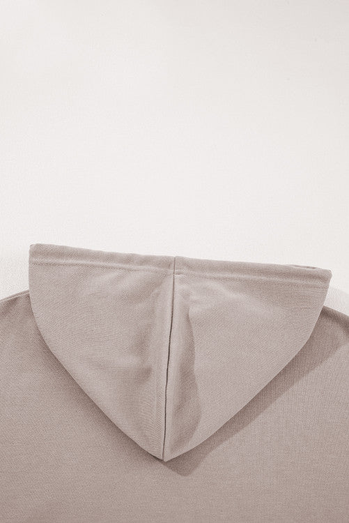 Taupe and Blue Houndstooth Colorblock Hoodie