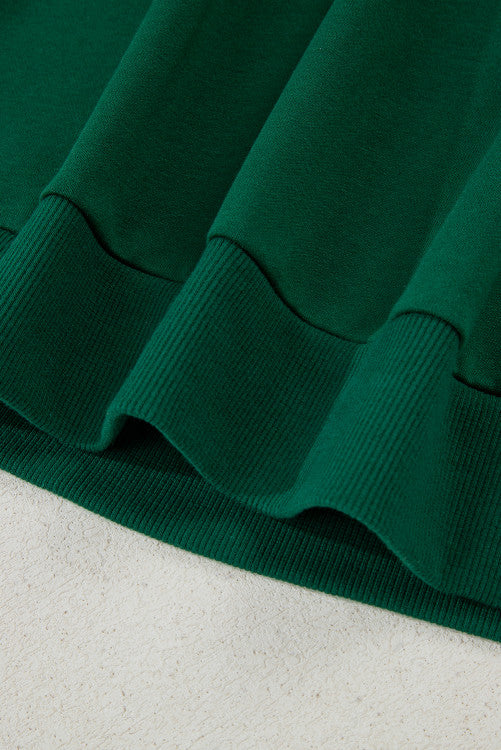 Christmas Green Embroidered HO HO HO Graphic Crewneck Sweatshirt