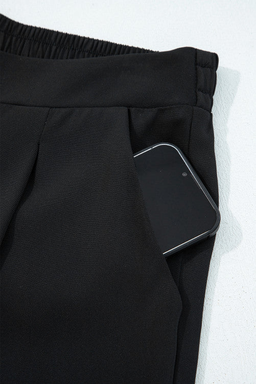 Pleated Front Pull On High Waist Wide Leg Dress Pants