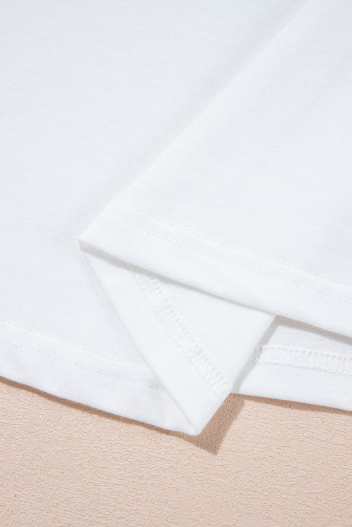 White Christmas Santa Believe Lettering Graphic Crewneck Tee