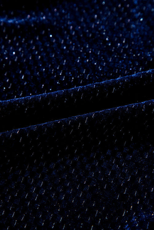 Plus Size Textured Metallic  Velvet Pearl Button Shift Dress