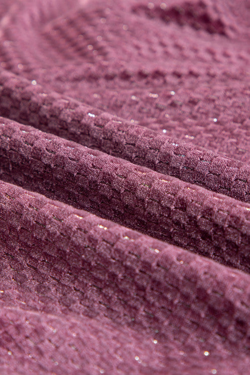 Plus Size Textured Metallic  Velvet Pearl Button Shift Dress