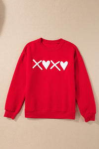 Red Valentines Heart XOXO  Graphic Print Sweatshirt