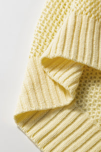 Yellow Crew Neck Sleeveless Open Knit Sweater