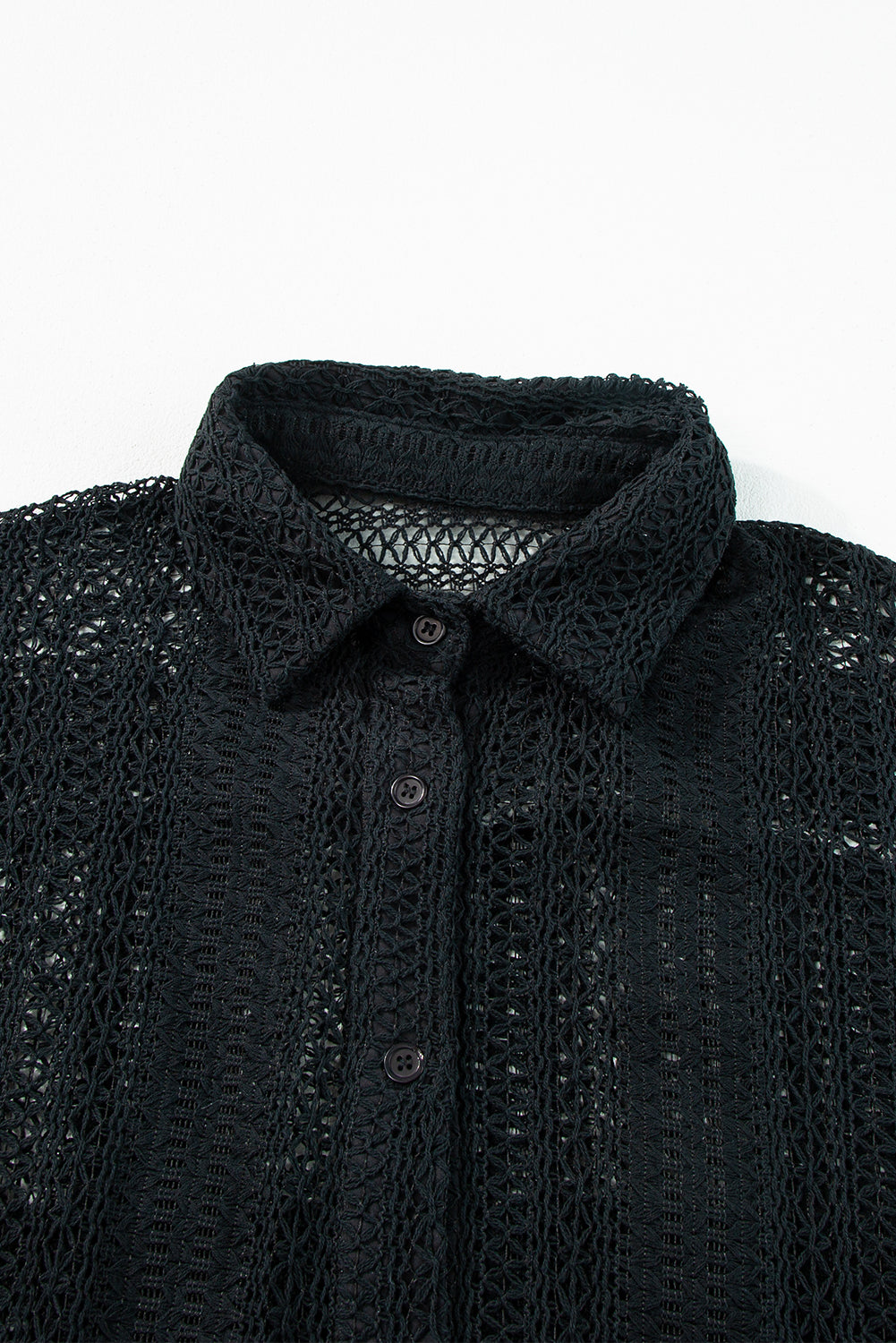 Lace Crochet Collared Tunic Oversized Shirt