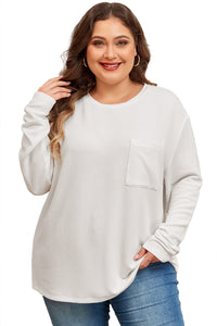 Plus Size Ribbed Corded Texture Long Sleeve Knit Shirt