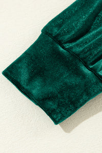 Emerald Velour Mock Neck Tiered Ruffle Mini Dress