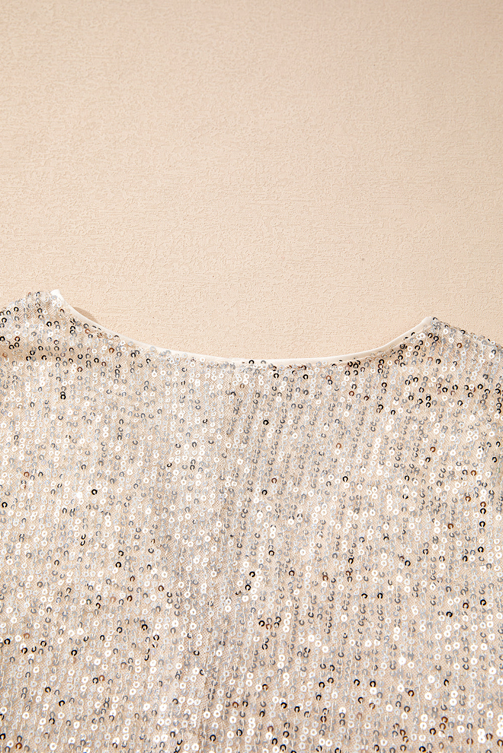 Champagne Sequin Long Sleeve Wrap V-Neck Bodysuit