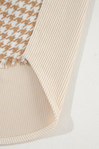 Cream Houndstooth Corduroy Patchwork Flap Pocket Shacket