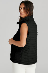 Quilted Full Zip Fuzzy Collar Puffer Vest