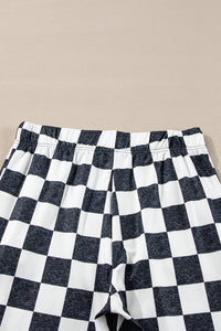 Black Checkered High Rise Casual Flared Pants