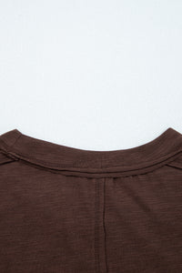 Dark Brown & Black Lace Long Sleeve Exposed Seam Oversized Shirt