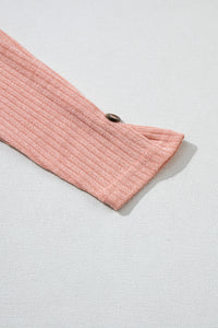 Rose Rib Textured Henley Knit Top