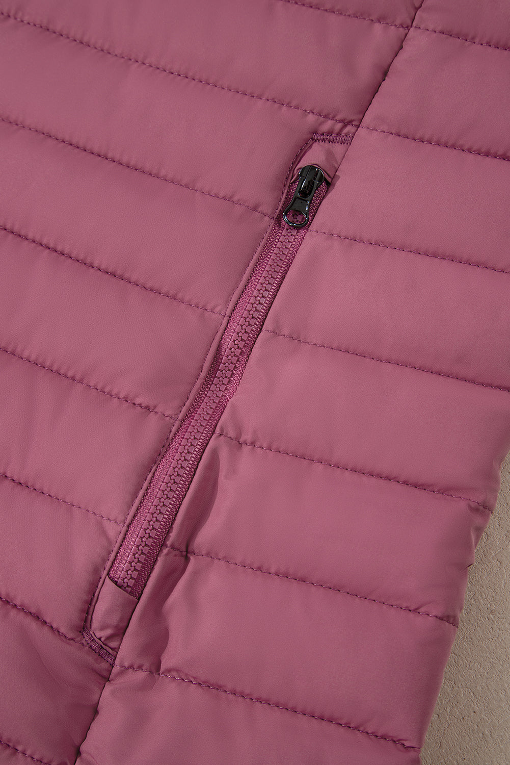 Silvery Solid Color Quilted Zip-up Puffer Jacket