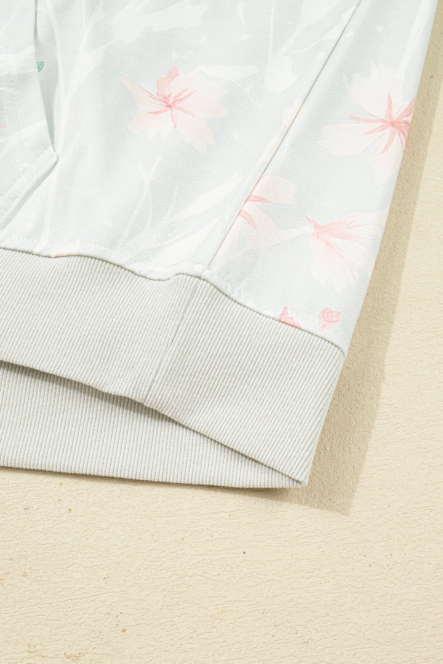 Pink and White Floral Print Plus Size Hoodie