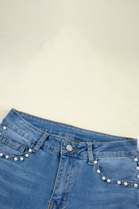 Pearl Accented Boot Cut Stretch Denim Jeans