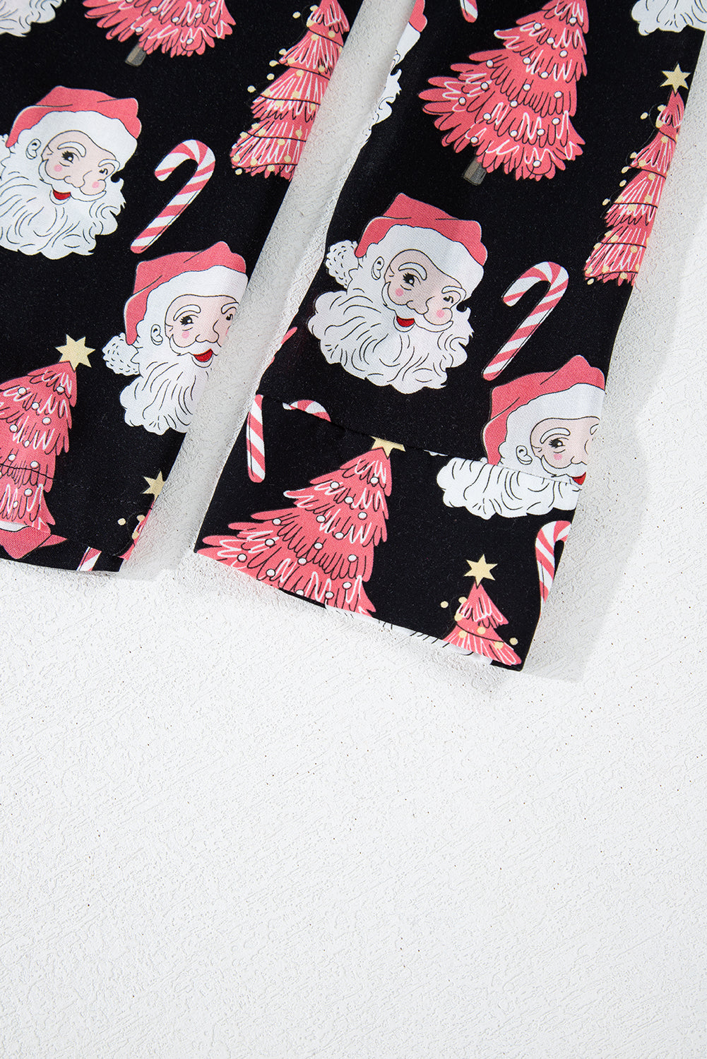 Black with Pink Christmas Trees & Santas Pajama Set