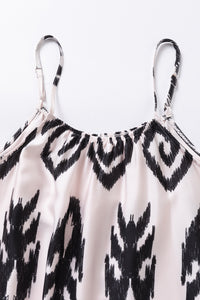 White and Black Western  Aztec Printed Strappy Maxi Sundress