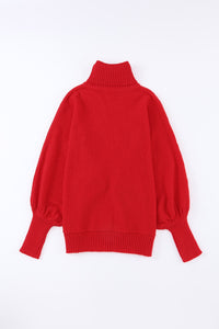 Merry Embossed Letter High Neck Sweater