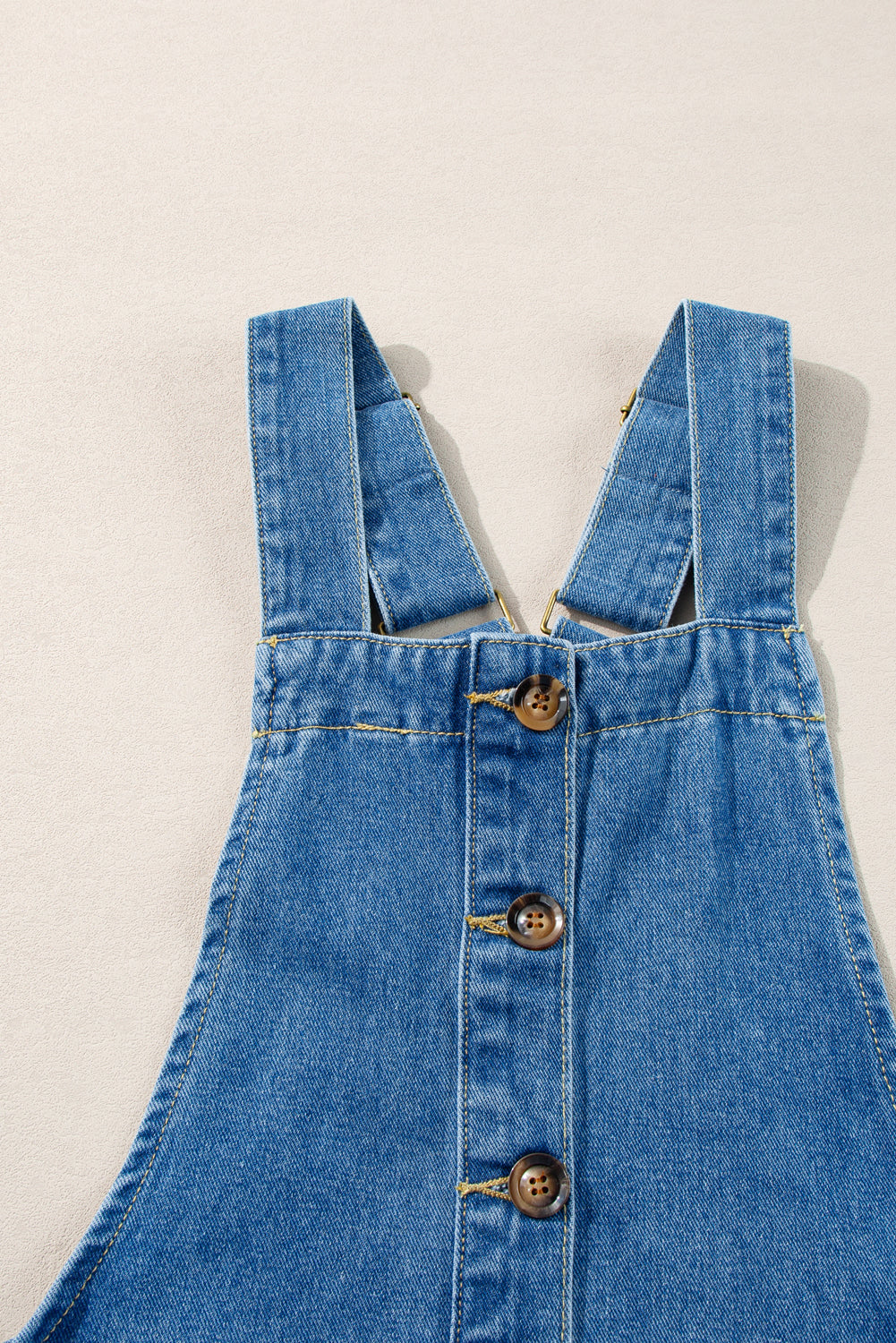 Denim Button Down Overall Dress with Pockets