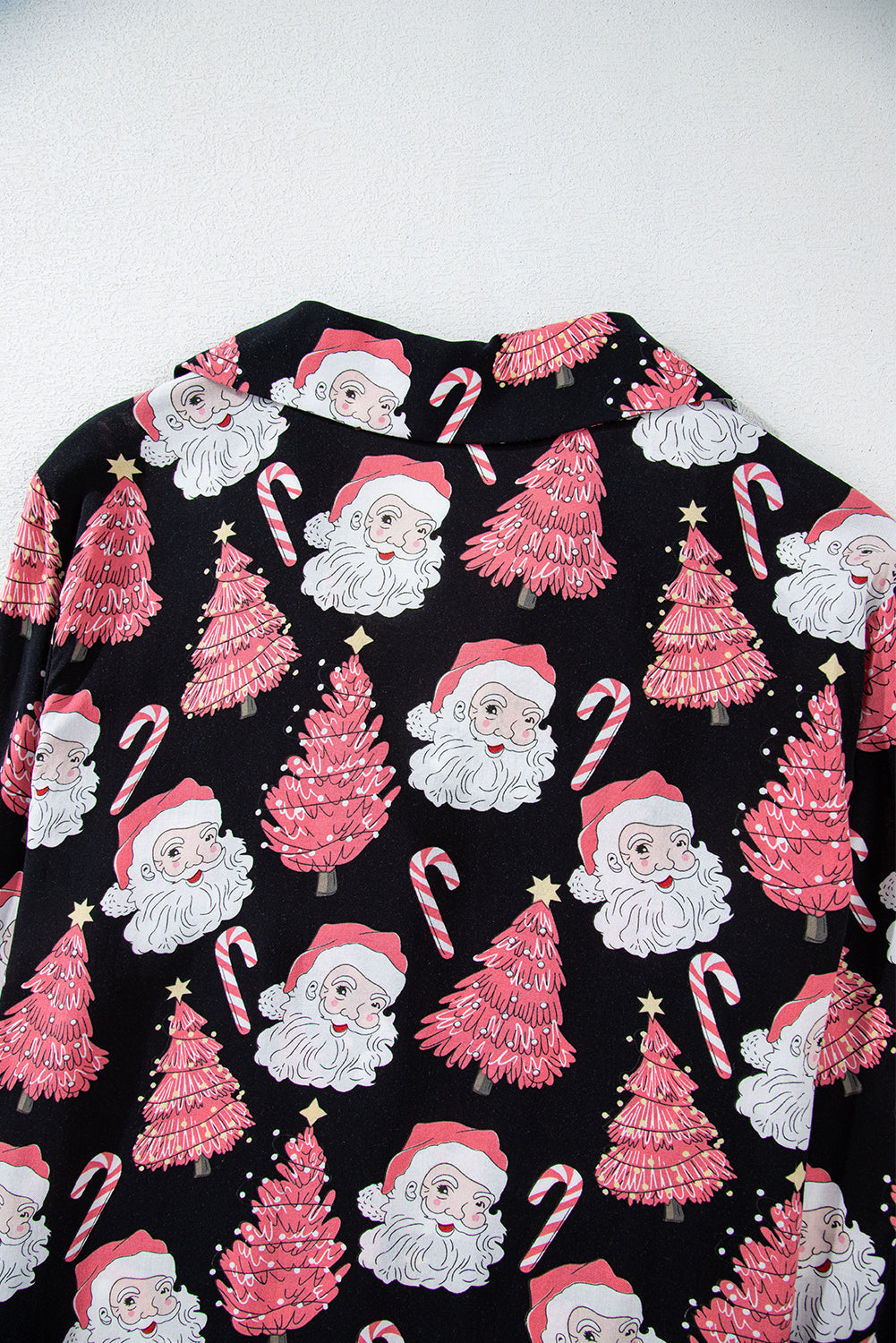 Black with Pink Christmas Trees & Santas Pajama Set