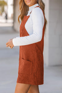 Cinnamon Corduroy Sleeveless Overall Dress