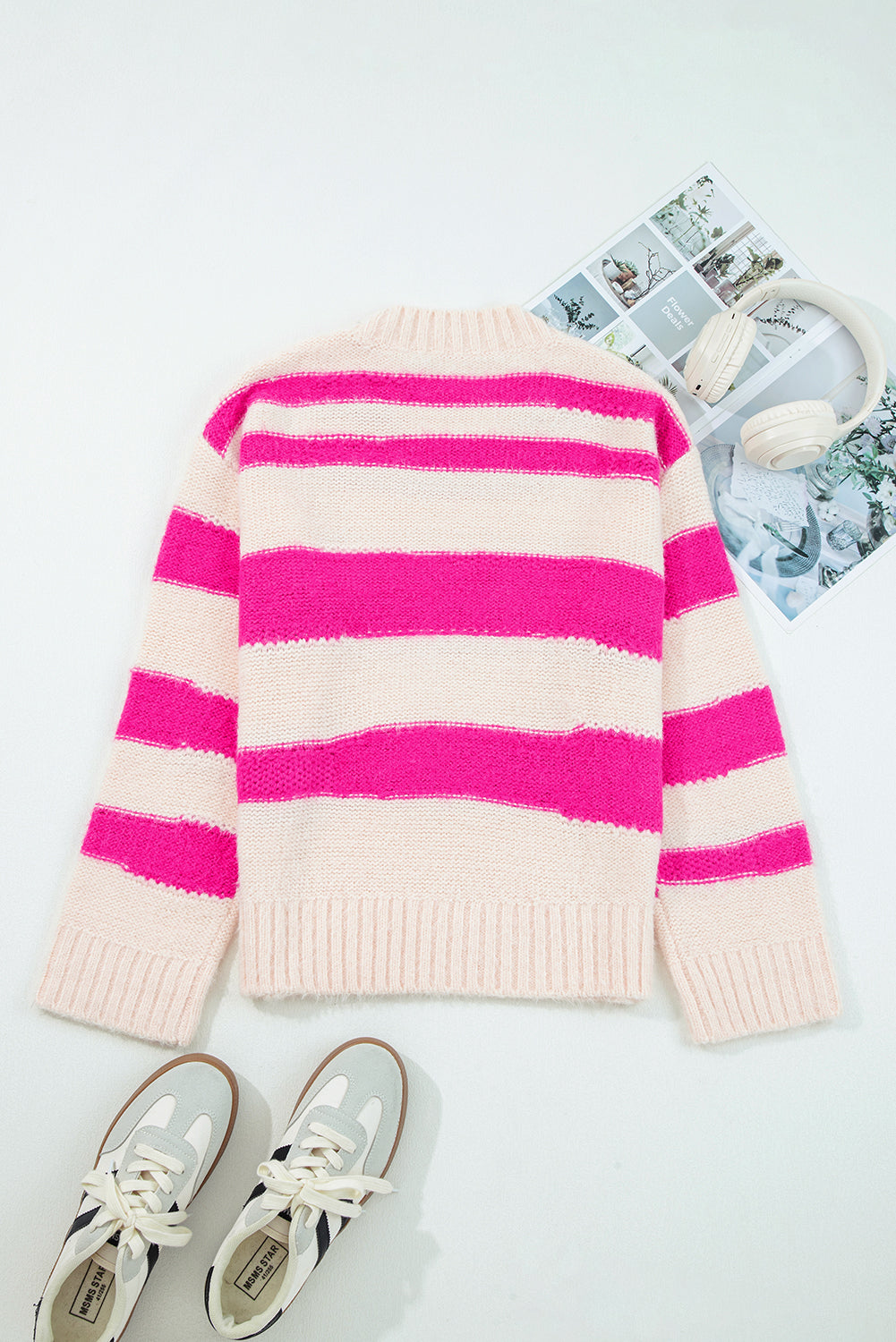 Fuchsia Pink Striped I KNOW WHAT I WANT Sequined Sweater