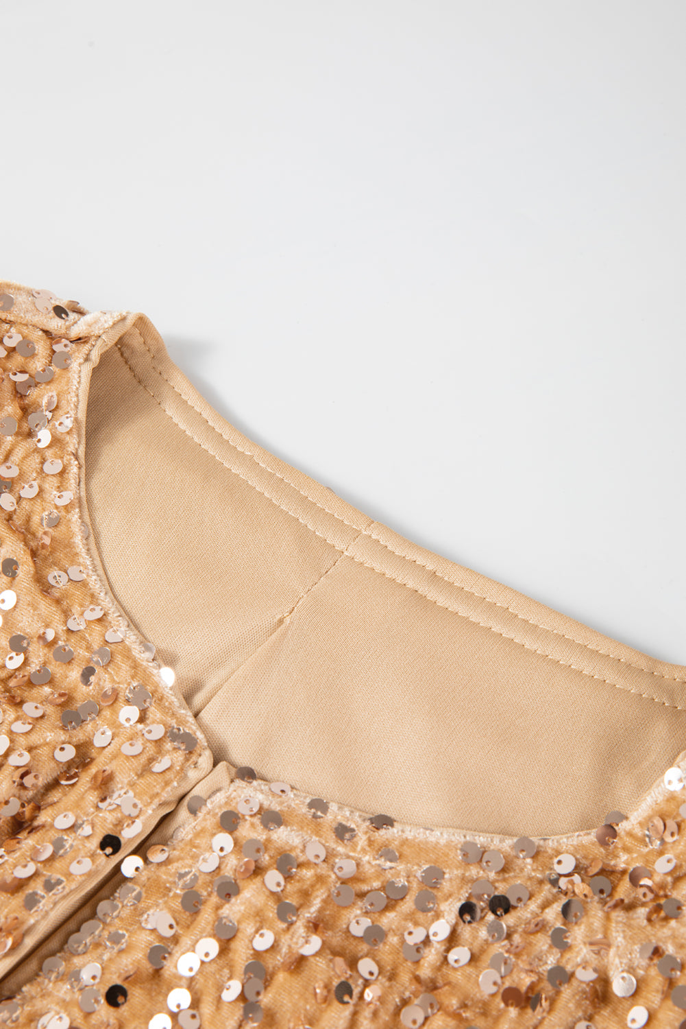 Gold Sequined Open Front Cropped Jacket