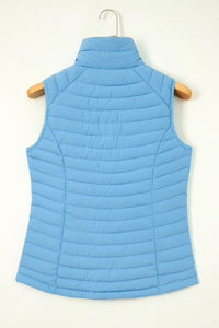 Quilted Full Zip Fuzzy Collar Puffer Vest