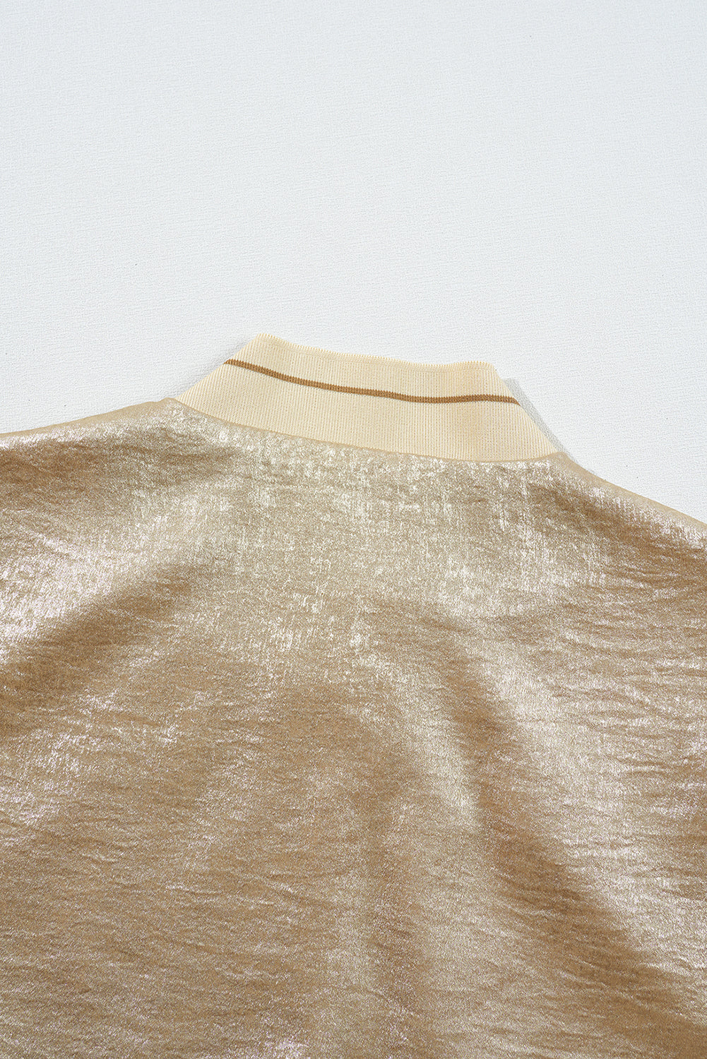 Gold Metallic Zip up Baseball Jacket