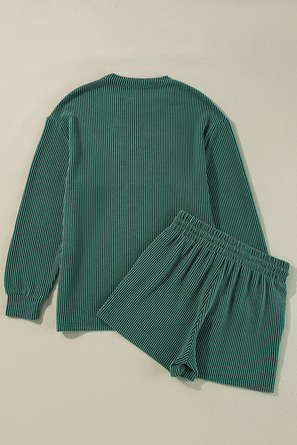 Pine Green Corded MERRY Graphic Long Sleeve Top and Shorts Set