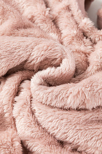 Light Pink Leopard Textured Fleece Two Piece Lounge Set