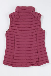 Quilted Full Zip Fuzzy Collar Puffer Vest