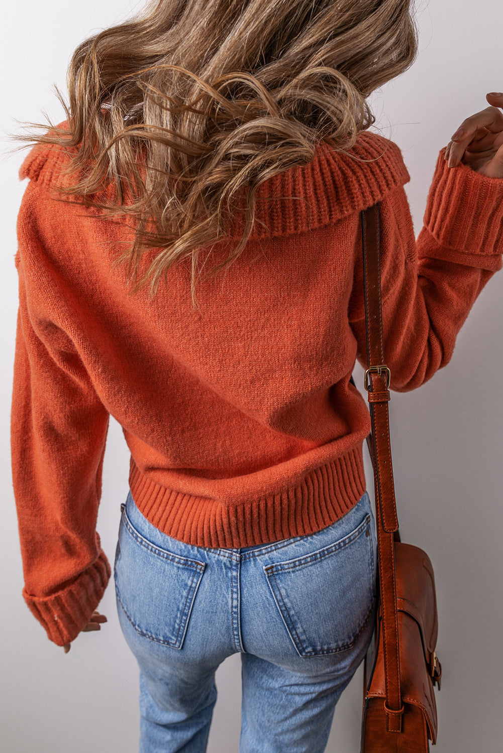 Sailor Collar V-Neck Long Sleeve Knit Sweater