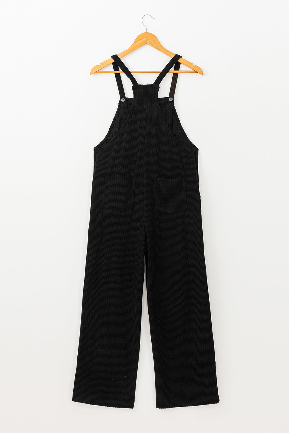 Forest Green Khaki or Black Solid Pocketed Loose Fit Corduroy Overalls