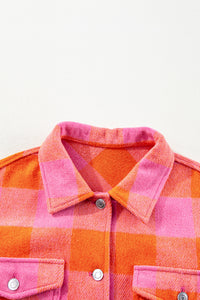 Orange and Pink Checkered Button Down Collared Jacket