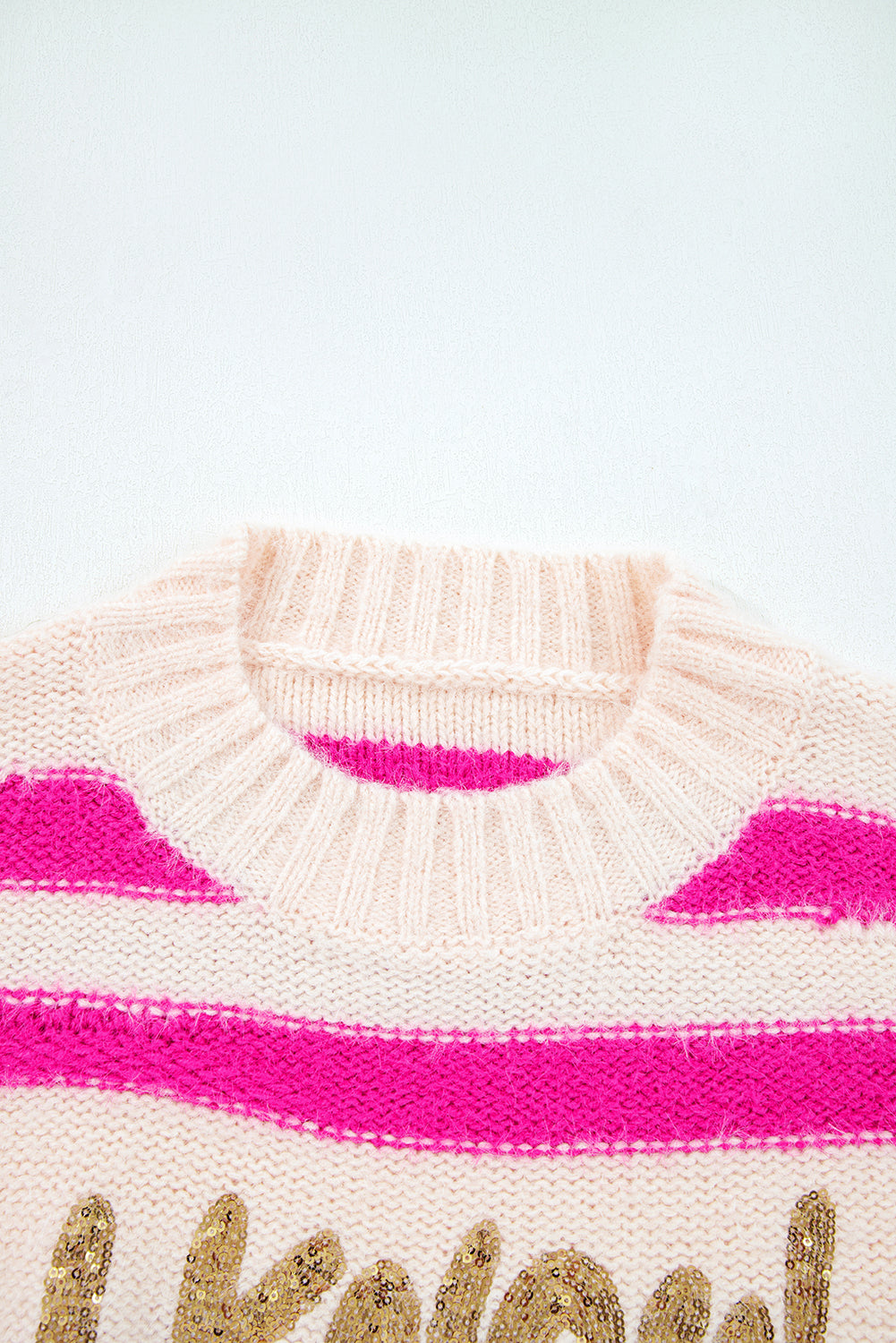 Fuchsia Pink Striped I KNOW WHAT I WANT Sequined Sweater