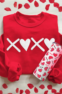 Red Valentines Heart XOXO  Graphic Print Sweatshirt