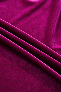 Magenta Velour Short Sleeve Shirred Waist Tiered Maxi Dress