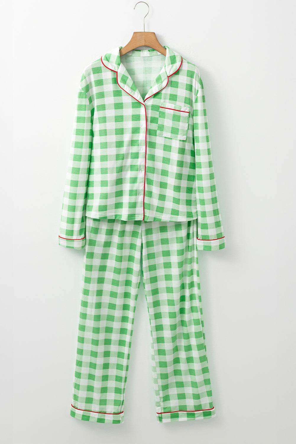 Christmas Plaid Print Shirt and Pants Pajama Set