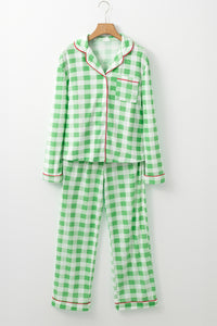 Christmas Plaid Print Shirt and Pants Pajama Set